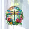 5D Diamond Painting  Double Sided Effect Stained Glass Panel Decorative Home Garden Decoration Hanging Kit(Dragonfly)