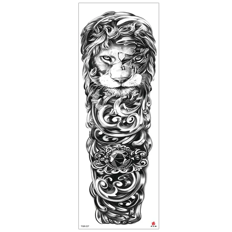 temporary tattoos for men robot full arm sleeve tattoo mechanical lion tiger waterproof tatto fake tatoo stickers body tatoo art