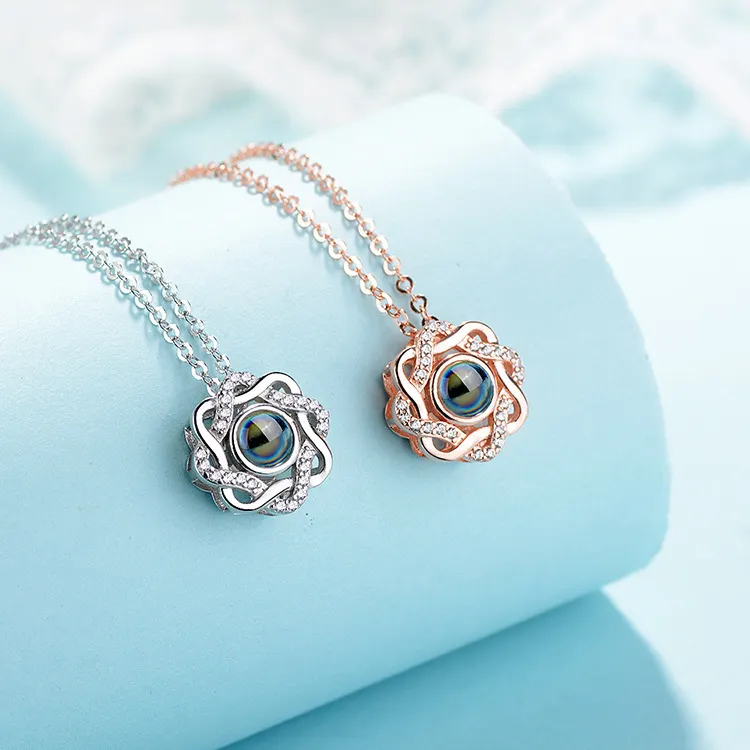 Personalized Heart Photo Necklace Love, Heart-shaped Petals Freee Shipping