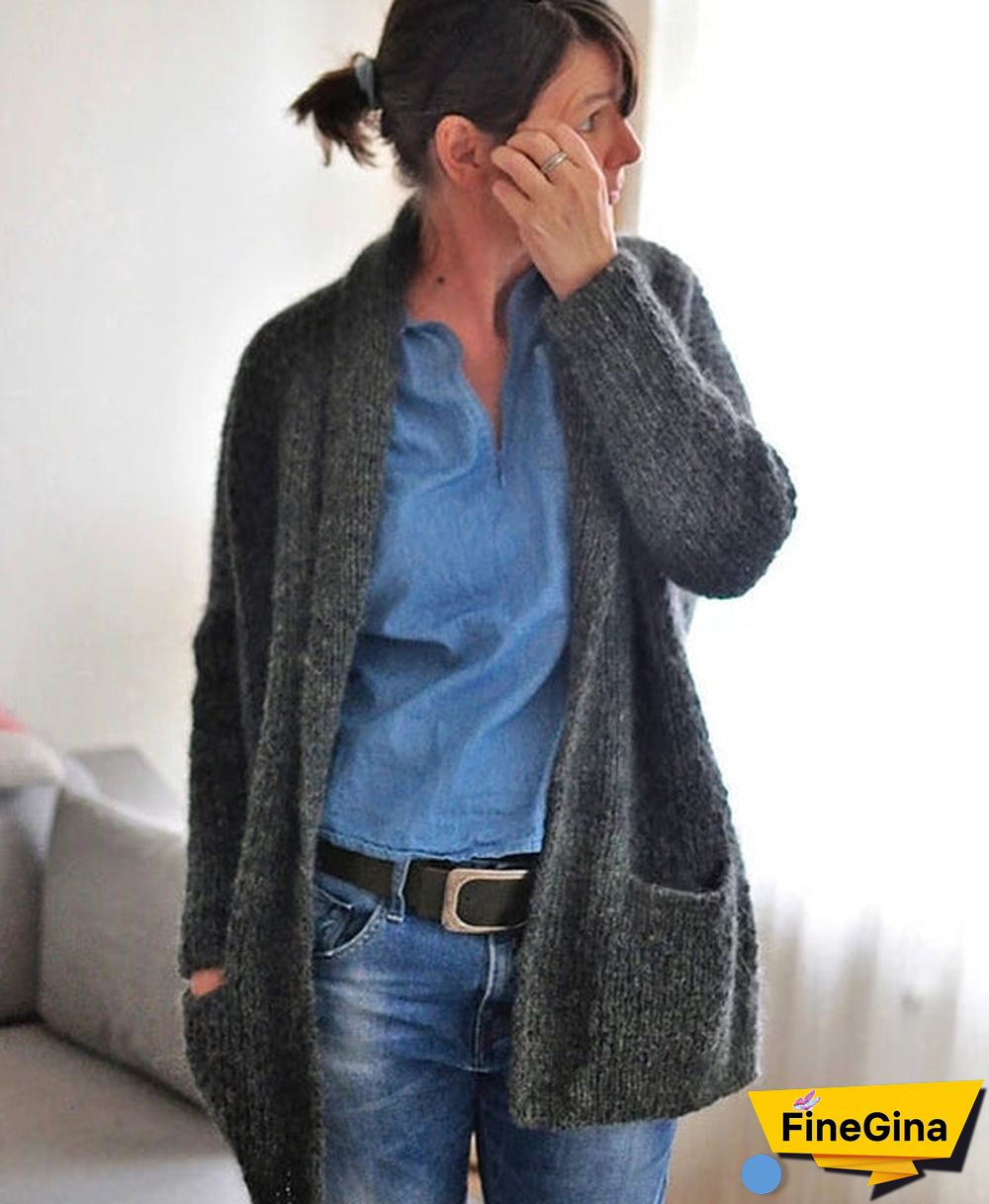 Classy Long Sleeve Plain Cardigan