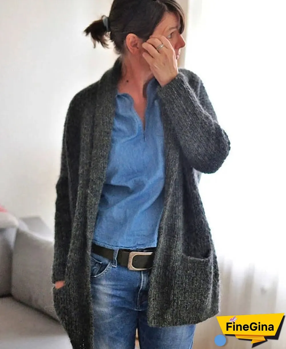 Classy Long Sleeve Plain Cardigan