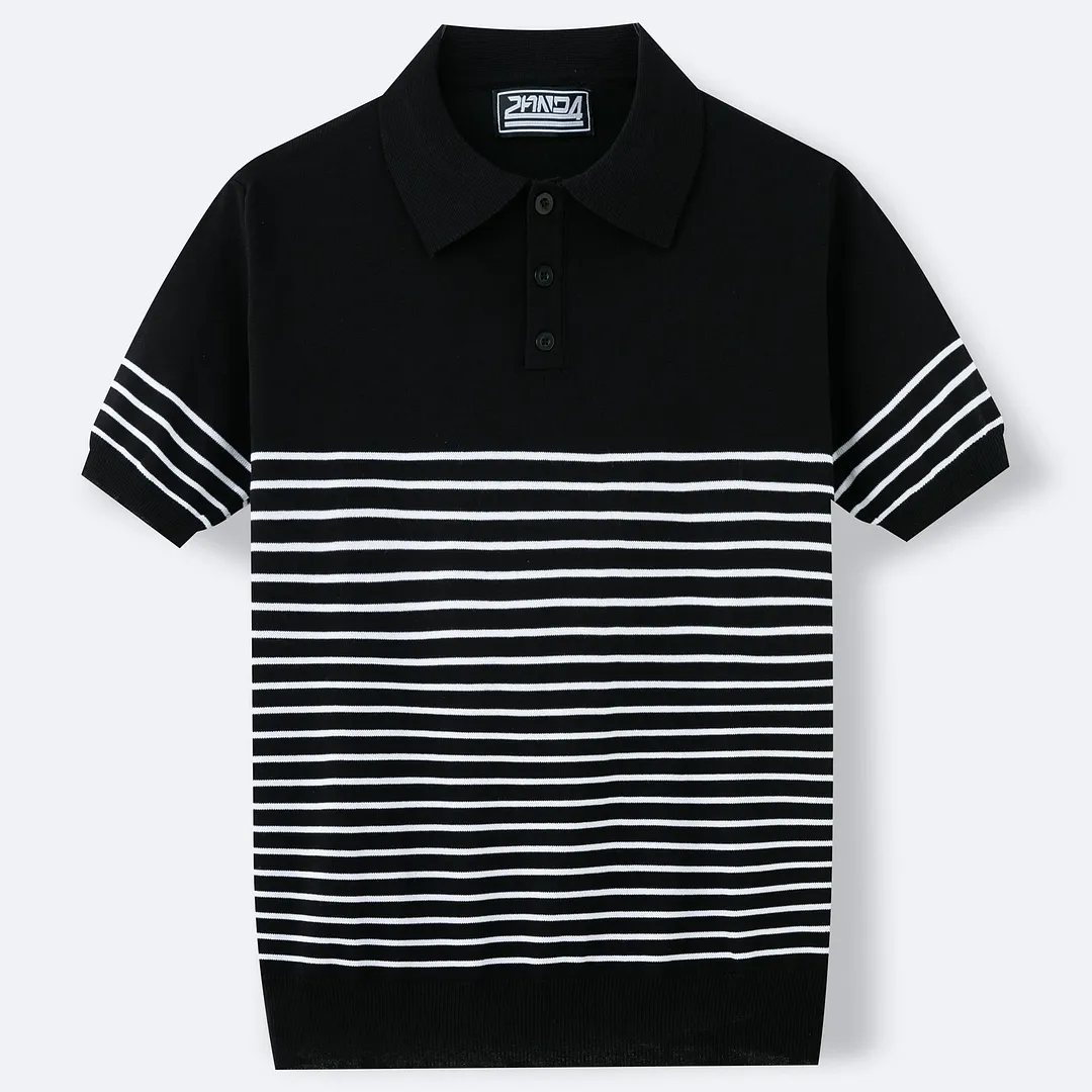 Uveng Uveng Men's Men's Casual Ball Striped Knits Ice Shuang Silk Knitting Business Polo Shirtsy0151