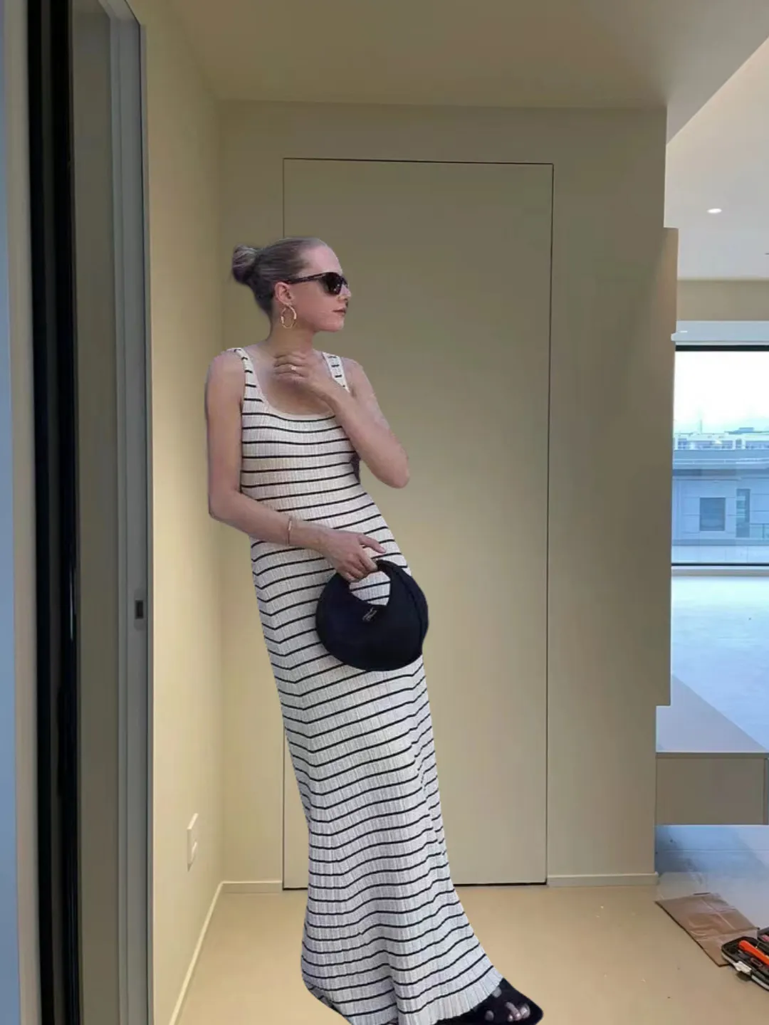 Churchf Churchf Vest New Style Bump Color Beach Vacation Sexy Knit Striped Dress