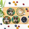 6Pcs/set Diamond Painting Wooden Puppy Coaster Cup Cushion With Holder