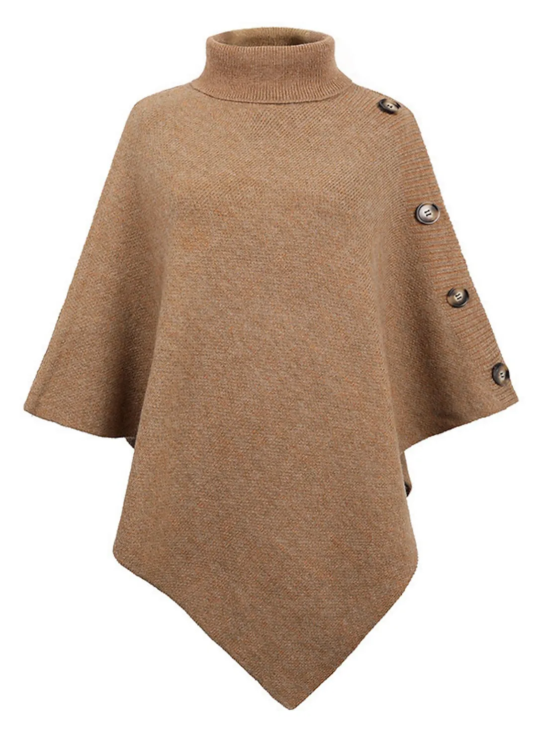 Women's Shirt Shrugs Plain Button Crochet Long Sleeve High Neck Ponchos Capes