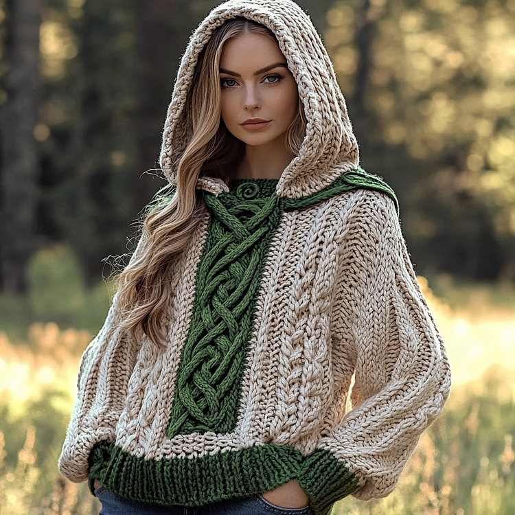 Women's Jacquard Art Cozy Hooded Sweater