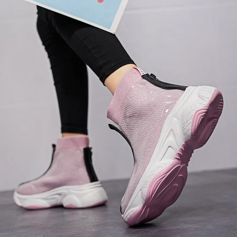 Women Boots Women Rain Boots Fashion Non Slip Sock Ankle Boots Female Water Shoes Women Comfortable Thick Bottom Rubber Boots
