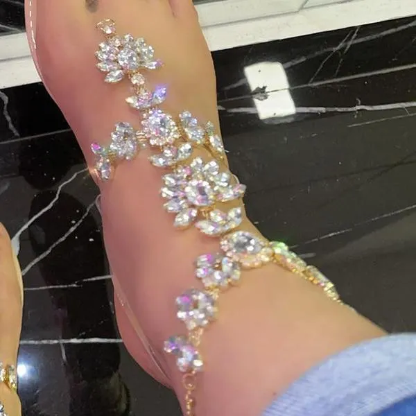 Stylish Crystal Strap Lace-Up Sandals
