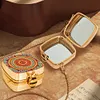 (US Local)Mandala Diamond Painting Mirror Bag Rhinestone Jewelry Box for Women (Gold)