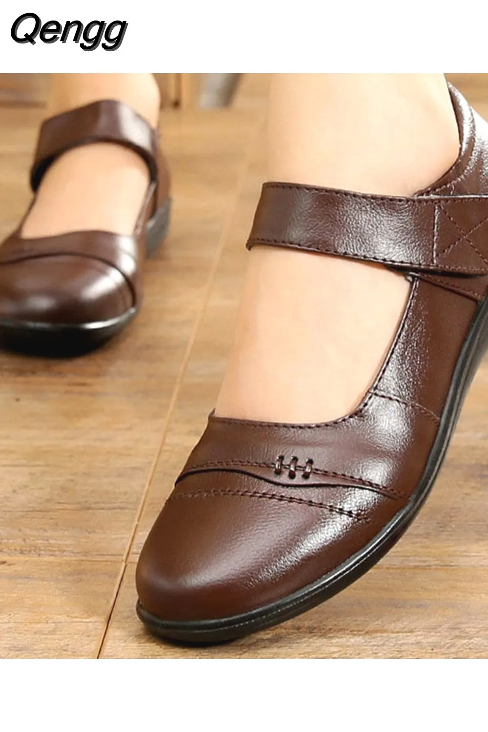 Qengg Genuine Leather Flats Ladies Loafers Big Size 41 42 Women Falts 2023 New Spring Female Casual Flats Soft Woman Shoes 601-1