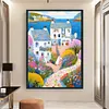 (Big Size)Colorful Houses On The Coast - 14CT Stamped Cross Stitch - 40*60cm - Landscape