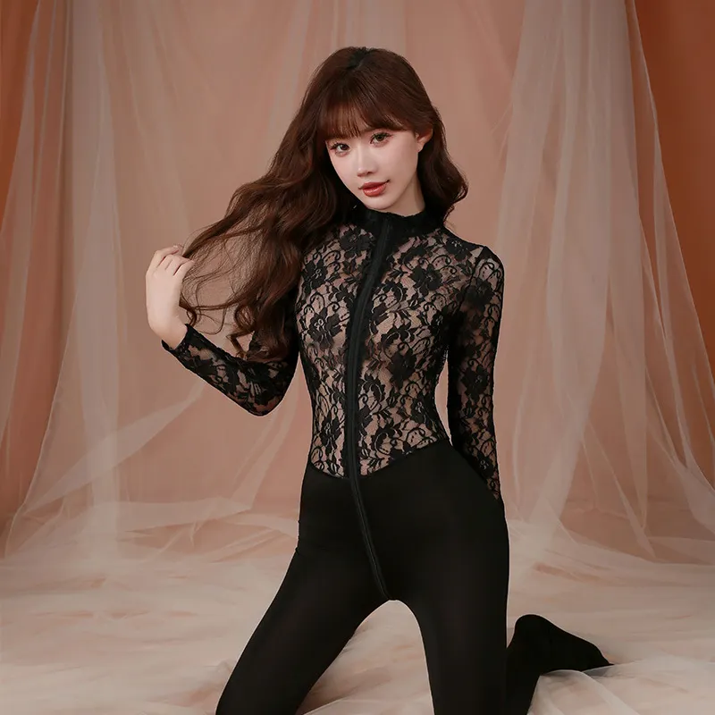 Churchf Night Swearing Lingerie Women Feel Lace Perspective Up And Down Double Zipper Open Stender Without Strip Of One-Joint 602