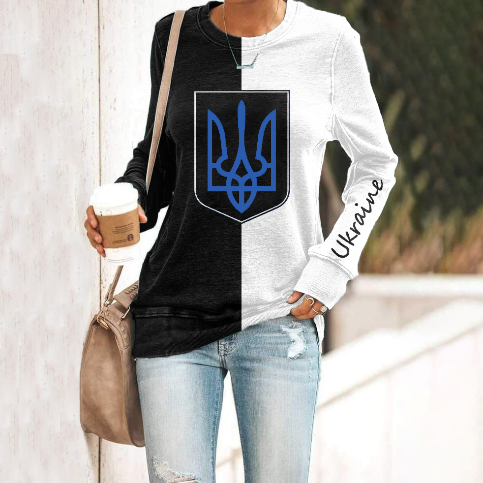 Women's  Stand With Ukraine Crew Neck Sweatshirt artswardrobe
