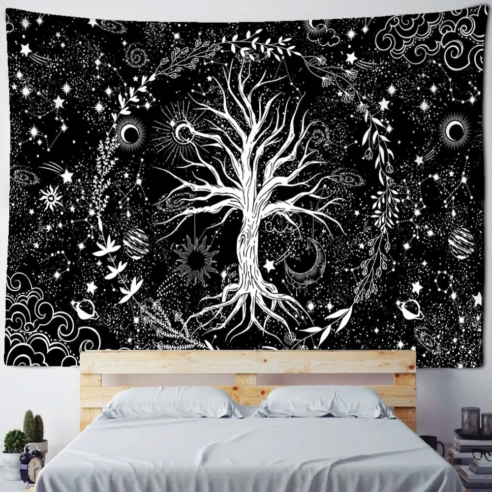 Colorful Tree Of Life Tapestry Wall Hanging Nature Landscape Hippie Tapiz Psychedelic Witchcraft Aesthetics Room Home Decor