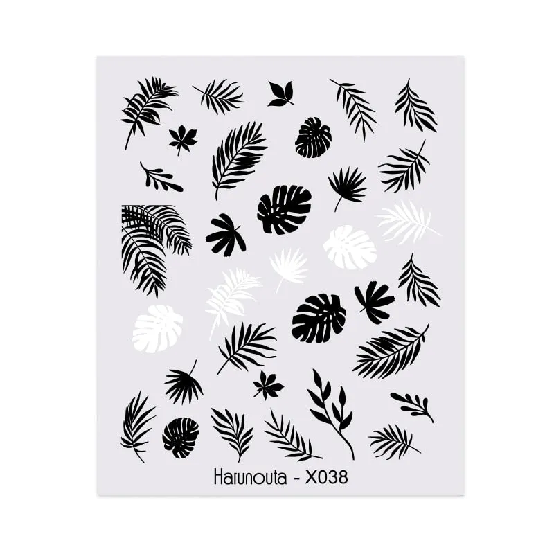 Harunouta Geometrics Line Water Decals Stickers Flower Leaves Tropical Plants Slider For Nails Spring Summer Nail Art Decoration