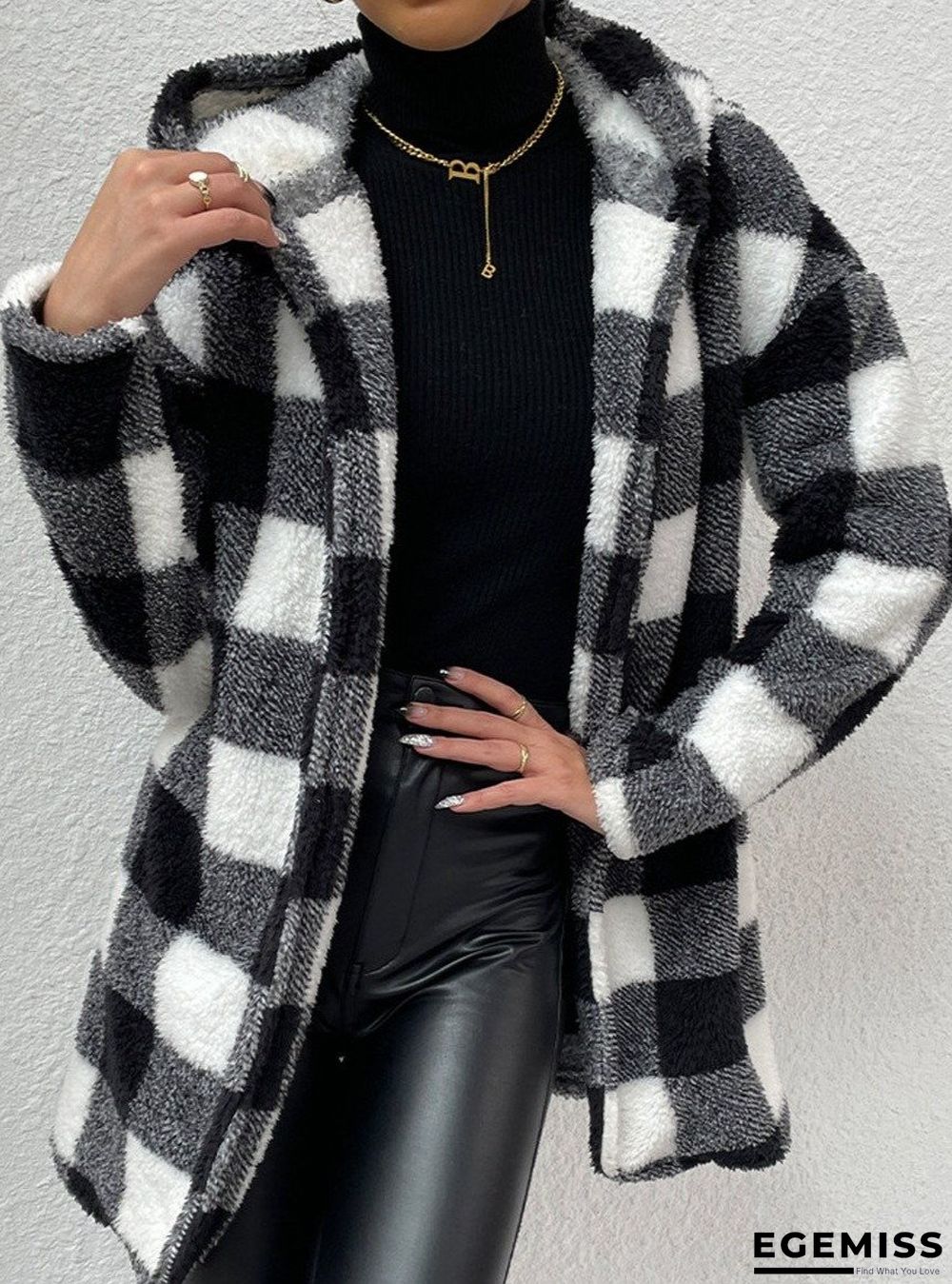 Casual Plaid Long-Sleeved Hooded Coat | EGEMISS