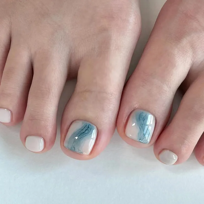Churchf Churchf And White Fresh Feet Summer Cool River Dye Blue Nail Wear Nail Removable Nail Piece