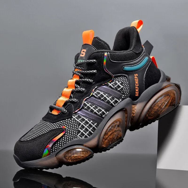 High Top Men's Runing Shoes Spring Chunky Sneakers Comfortable Sport Shoes Outdoor Gym Walking Shoes Designer Reflective Shoes