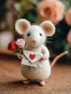Felt Mouse Ornaments Cute Charming Handmade Valentine Felt Mice Figurines Valentines Day Gift Animal Decoration for Easter Gifts Wedding Party Supply