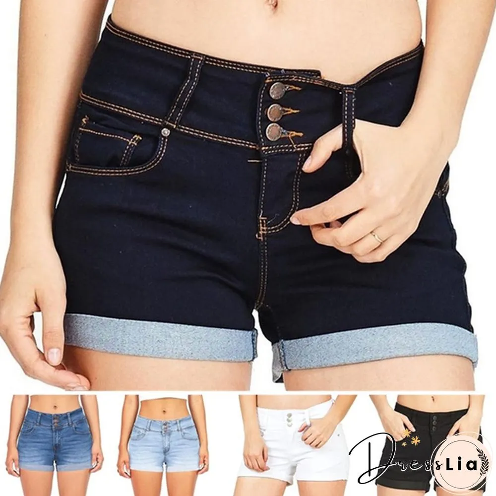 Plus Size Womens Ladies High Waist Short Jeans Shorts Denim Pants