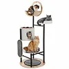 [US Local Warehouse] 66-Inch Cat Tree with Scratching Post Cat Tower Multi-Level Cats Furniture with Dangling Ball Platform Hammock for Indoor Cats Large Adult