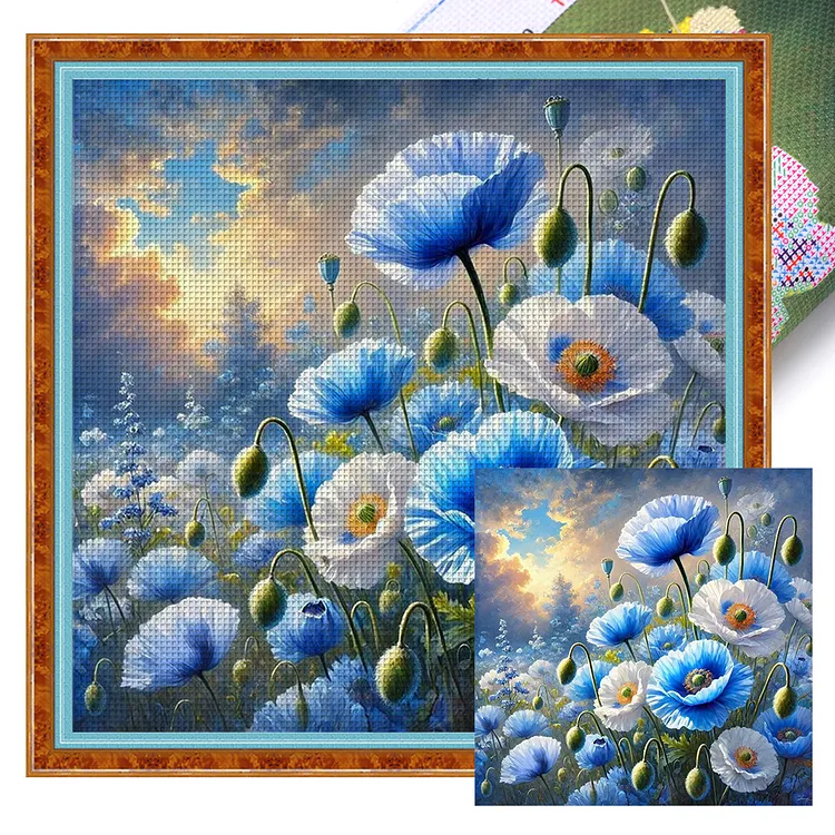 【Yishu Brand】Poppy&nbsp;(40*40cm)&nbsp;11CT&nbsp;Stamped&nbsp;Cross&nbsp;Stitch gbfke