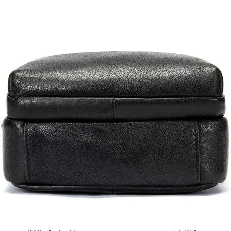 Men's Shoulder Bag Business Casual Leather Solid Color Crossbody Bag