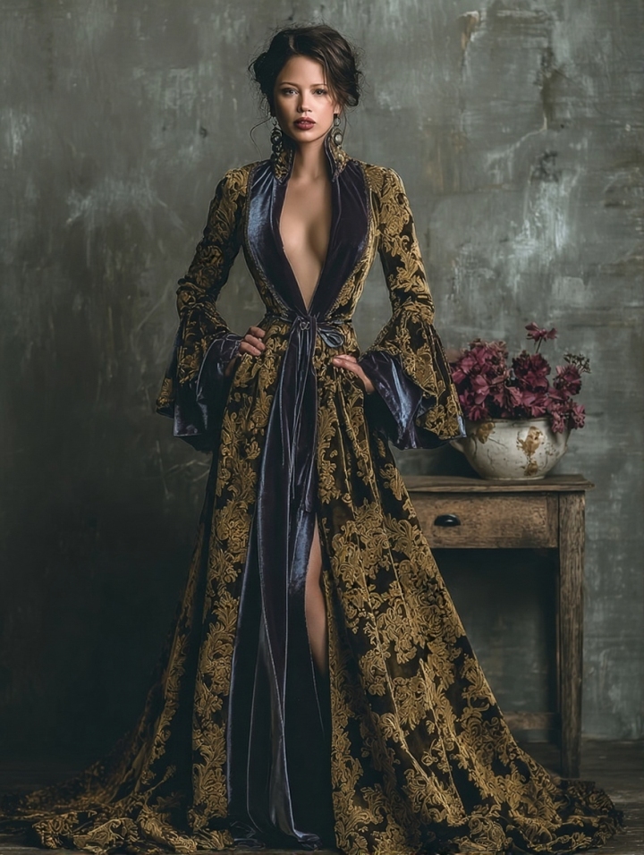Women's Retro Fit Royal Velvet Robe (belt Included)