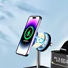 5 in 1 Wireless Charger with Alarm Clock, Magnetic Wireless Charger Stand for Phone, Watch, Earphones