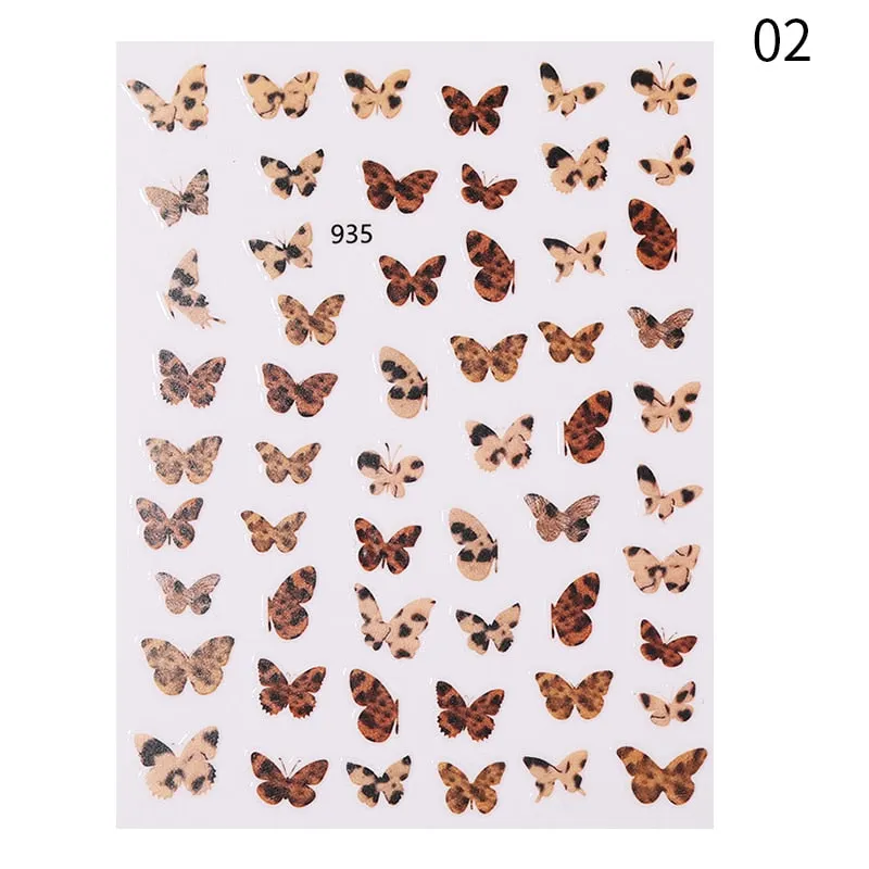 2021 Hot 3D Nail Art Stickers Butterfly Pattern Transfer Sticker Decals Self Adhensive Slider Decoration Nail DIY Design