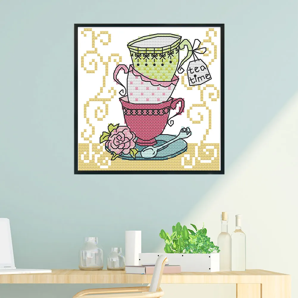 14ct Stamped Cross Stitch - Teacup(15*14cm)