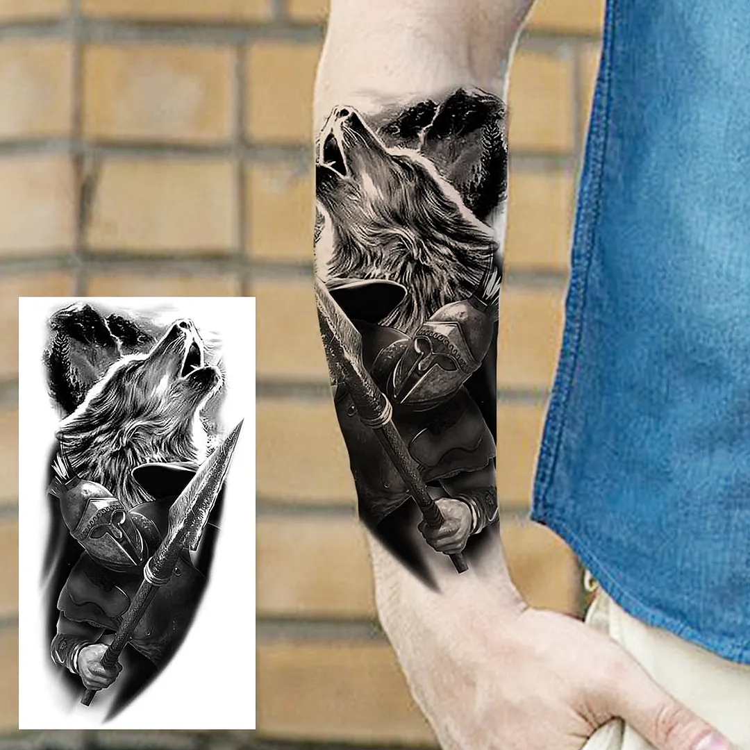 Halloween Clown Joker Scary Temporary Tattoos For Men Women Realistic Scary Lion Waterproof Tattoo Forearm Tatoos Vampire