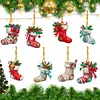 8Pcs Double Side Effect Acrylic Special Shaped Christmas Theme Xmas Trees Hanging Pendant Kits