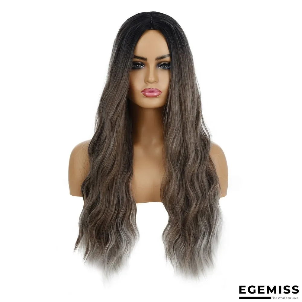 Wavy Curly Hair Ladies Wig Headgear Gradient Long Curly Hair | EGEMISS