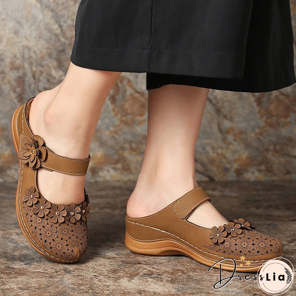 Women Vintage Style Sandals Flats Shoes Summer Casual Shoes Retro Shoes for Women Leather Shoes
