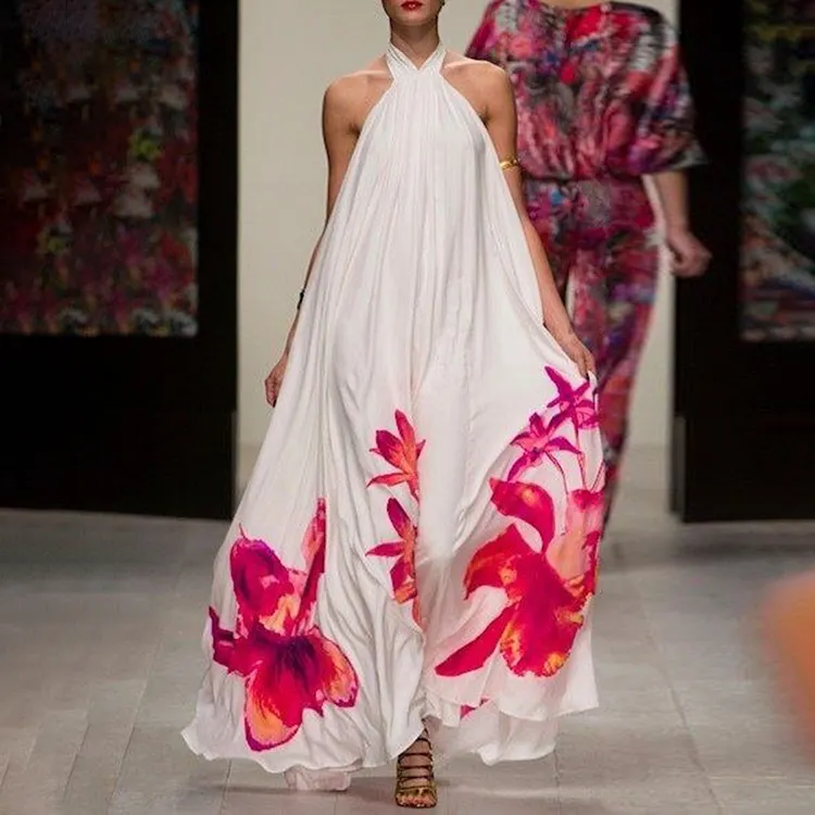 Sexy Strapless Sling Print Dress