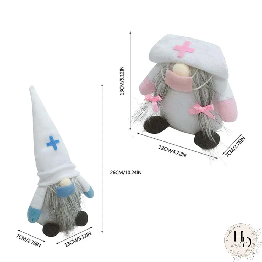 Cute Doctor Nurse Dwarf Doll Ornaments Gnome Handmade Elf Home Farmhouse Kitchen Decor Festive Party Shelf Tiered Tray Decorations Supplies Qee