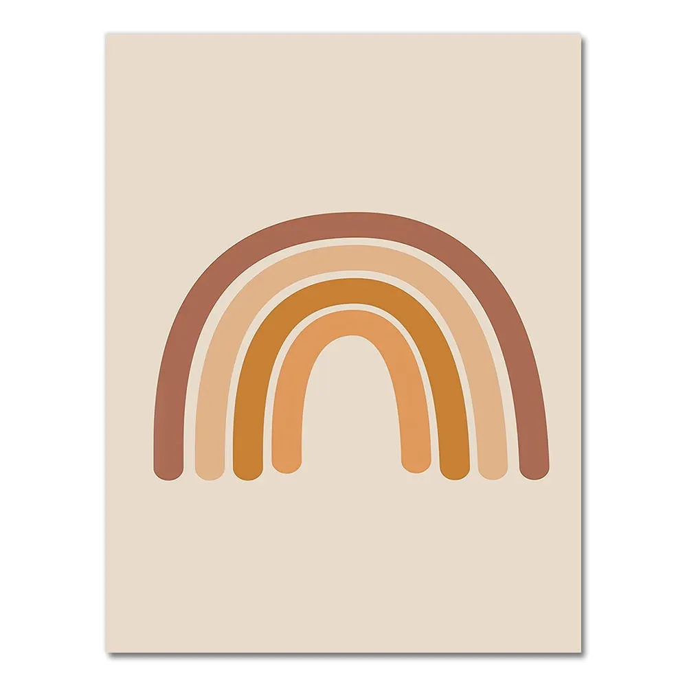 Abstract Burnt Orange Wall Art Canvas Painting Terracotta Rainbow Minimalist One Line Face Drawing Poster Boho Prints Home Decor