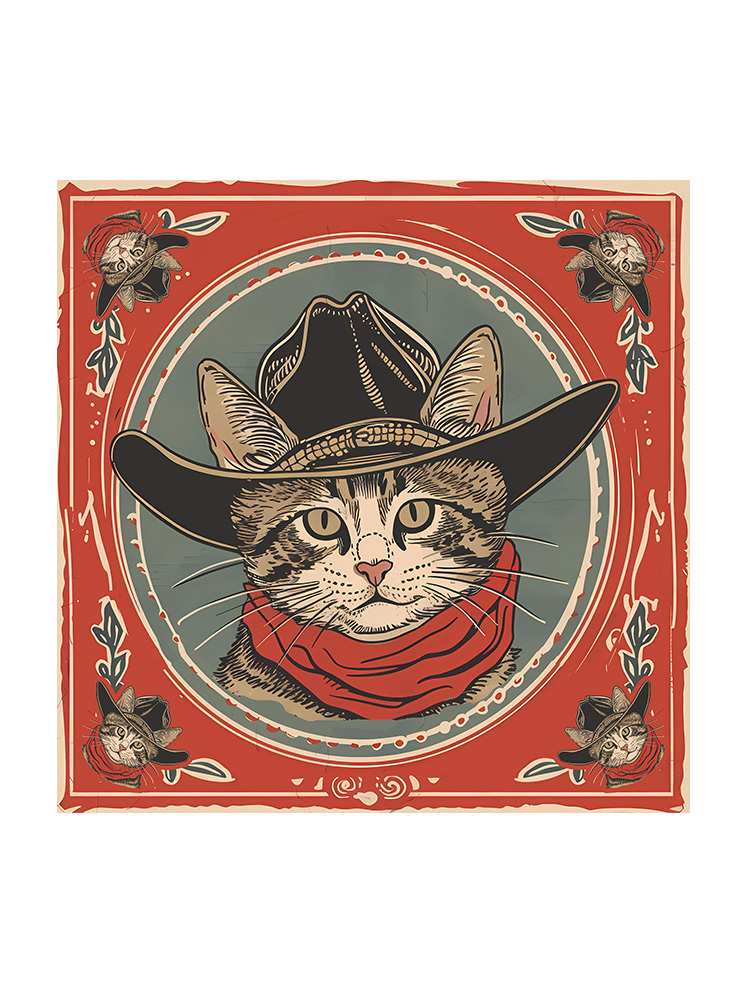 Western Cowcat Cotton Bandana