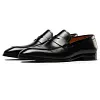 Handmade Mens Black Leather Loafers Dress Shoes