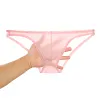 Men's Sexy Seamless See Through Underwear Low Waist Ice Silk Backless Tangas Sheer Bikini Briefs Underpants