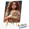 Girl Cat-Paint by Numbers Acrylic Painting 40*50CM