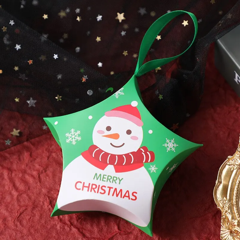 10pcs Christmas Gift Boxes Santa Claus Candy Box Star Shape Merry Christmas Boxes Bags for Home New Year Xmas Decor Kids Gifts