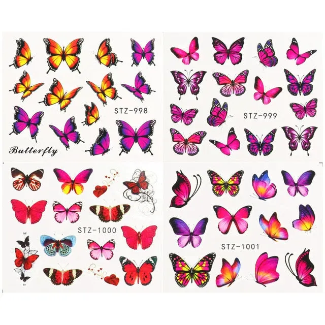 Nail Stickers 4Pcs/Set Water Transfer Multiple Colors Butterfly Designs Nail Decal Decoration Tips For Beauty Salons-Nail Inspo