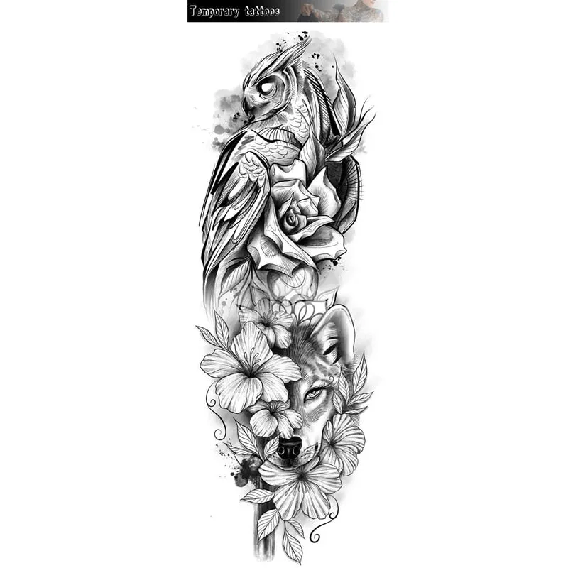 Waterproof Temporary Large Arm Sleeve Tatoo Sticker Fox Tiger Lion Animal Stickers Body Arm Legs Tattoos Temporary Paper Cover