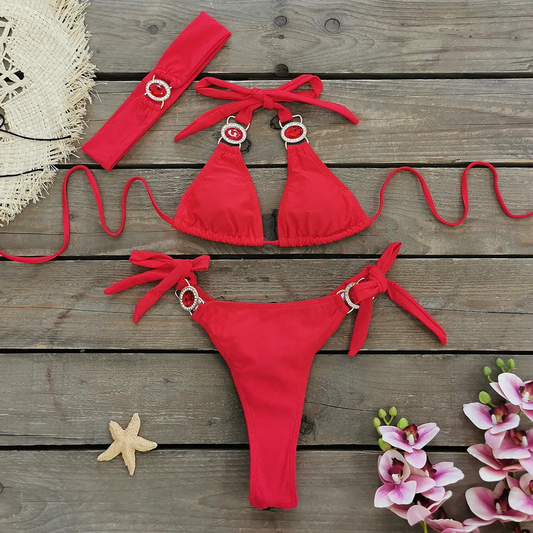 Brownm Three-Point Strap Bikini Split Swimsuit Woman 2025 New Multi-Color Bikini Export