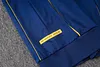 Joyfball 2025/2026 Kids Size Real Madrid Long Zipped Jacket Retro Version Royal Blue Soccer Jersey  1:1 Thai Quality 