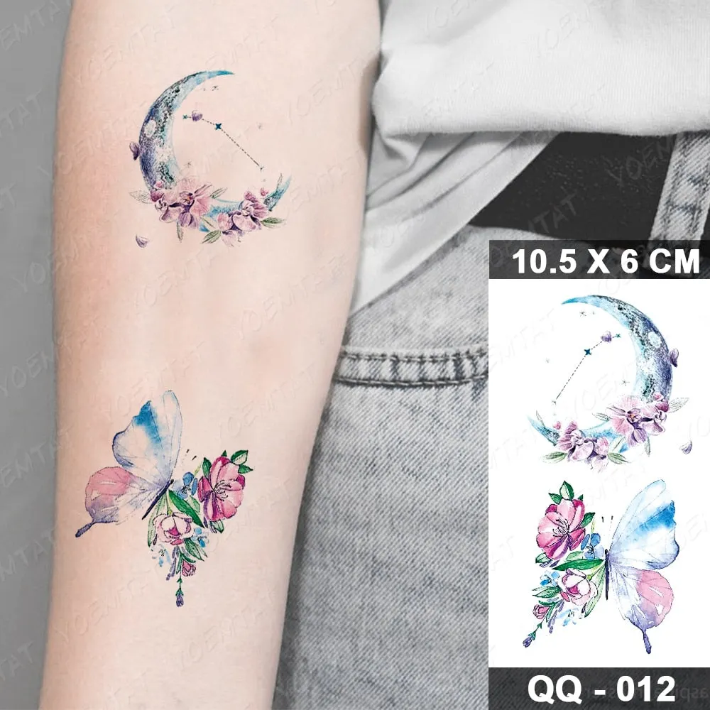 Waterproof Temporary Tattoo Sticker Small Lines Flowers Flash Tatoo Geometry Hand Arm Wrist Fake Tatto For Body Art Women Child
