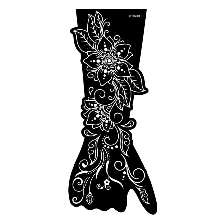 Indian Henna Rose Lace Flower Tattoo Stencil Women DIY Body Legs Arm Art Airbrush Painting Mandala Tattoo Stencil Template