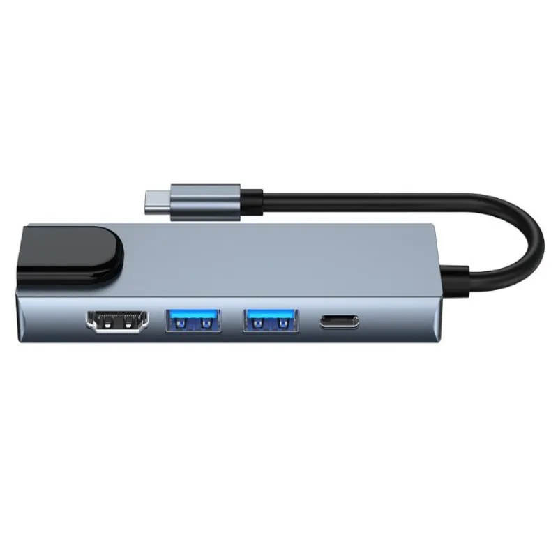 USB-C Hub Portable Multi-port 5-in-1 Type-C Adapter with 4K HDTV RJ45 Ethernet Lan for Nintendo Switch
